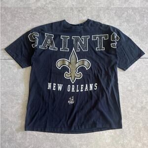 90s Vintage New Orleans Saints Black Spell-Out T Shirt Size XL
